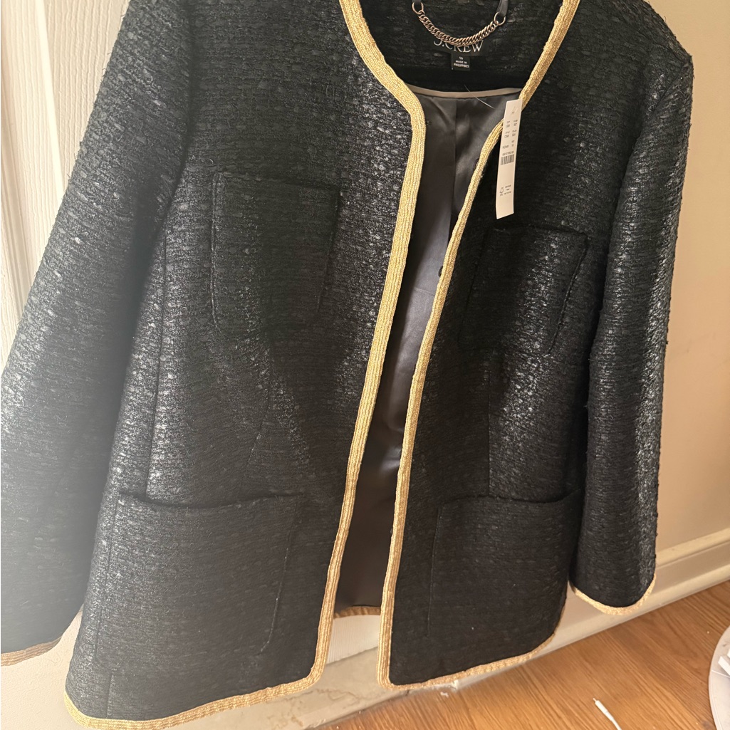 J. Crew Black Blazer With Gold Trim